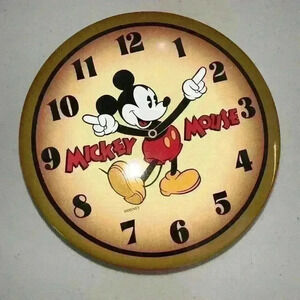 Vintage 1996 Mickey Mouse Disney Clock Tin‎ Container Canister Made in USA